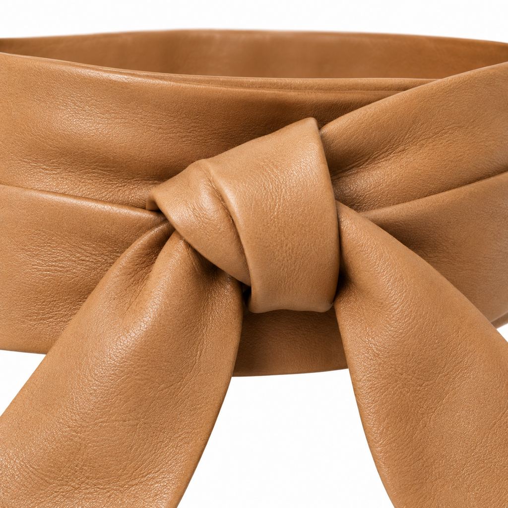 naldony Obi Belt displayed flat in tan color.