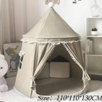Kids Canvas Play Teepee Tent, 100% cotton, pine poles, spacious