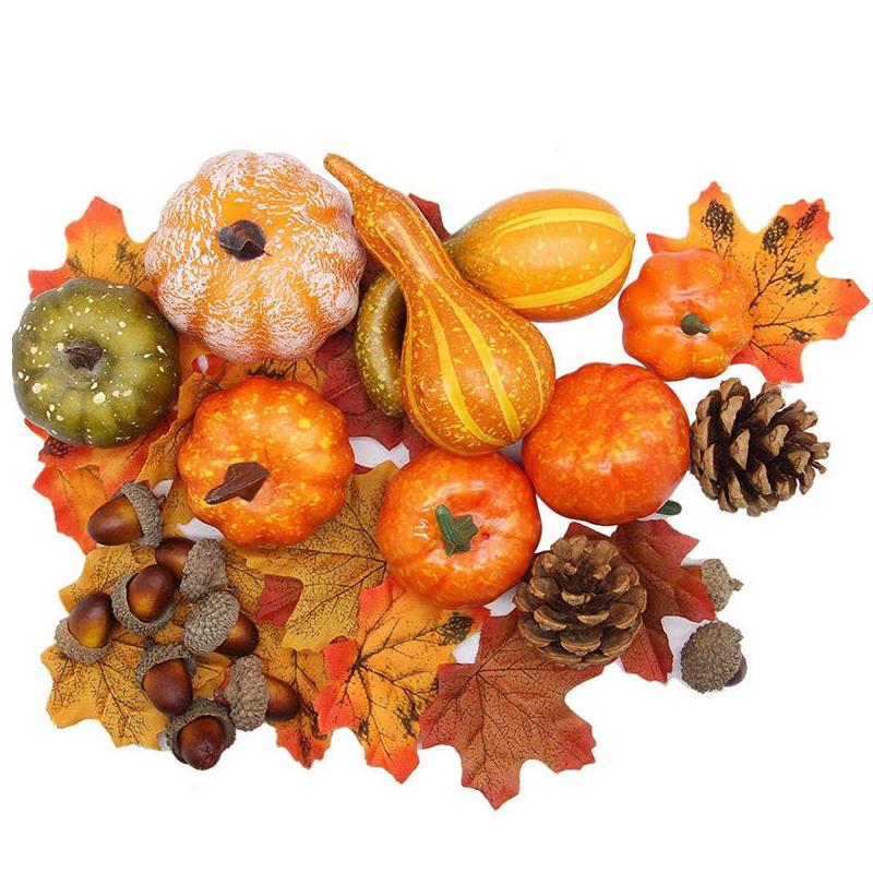 Autumn table decorations 50-piece set with pumpkins, leaves, acorns and pine cones