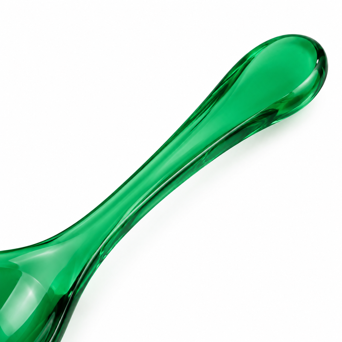 Close-up of green acrylic spoon handle