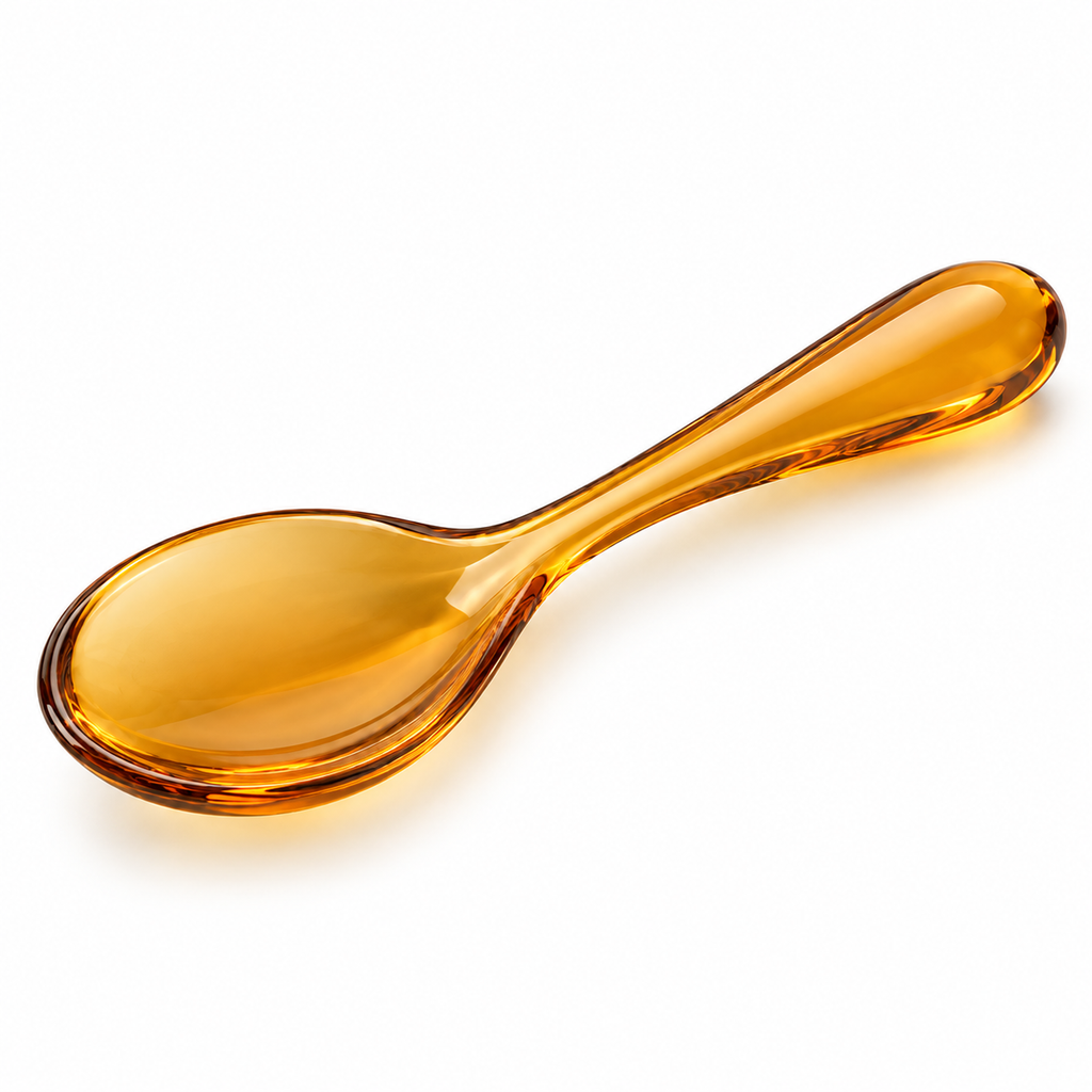 Durable acrylic spoon in amber color.