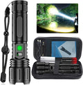 Tactical flashlight 100,000 lumens, 5000mAh USB-C rechargeable, IPX5 waterproof