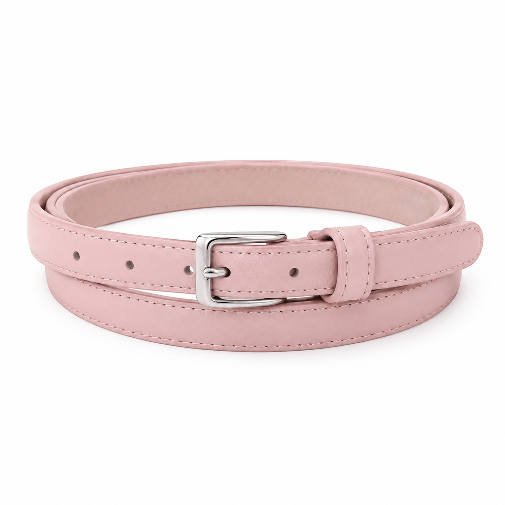 Naldony pink leather belt with metal buckle