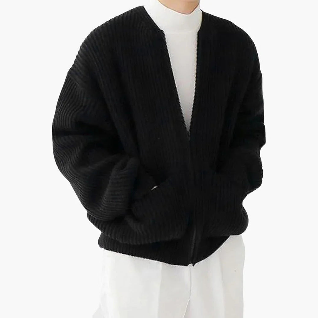 Men's zip cardigan in rib knit