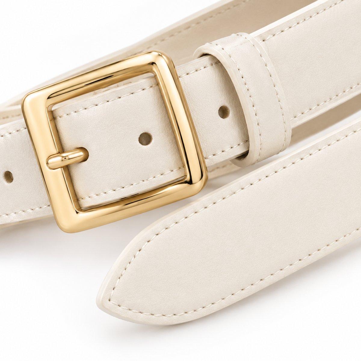 Naldony belt rolled showing cream leather.