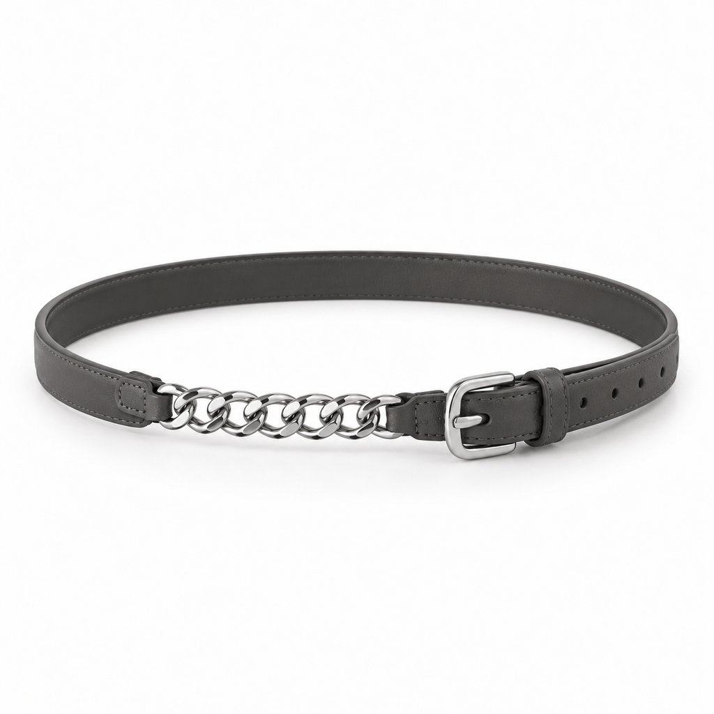 Side view of Naldony leather belt showing buckle