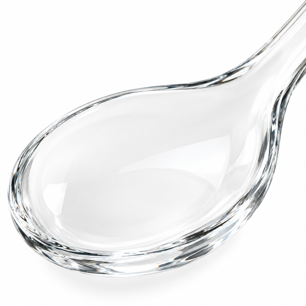 Glass serving spoon perfect for serving various dishes.