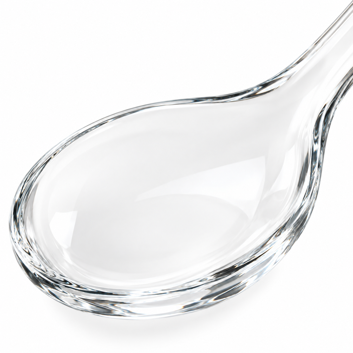 Glass serving spoon perfect for serving various dishes.