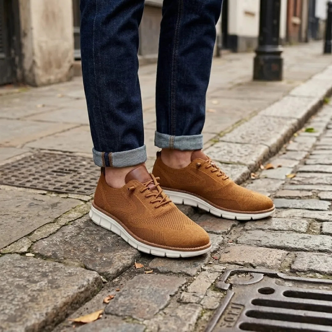 Men's breathable knit trainers with elastic laces