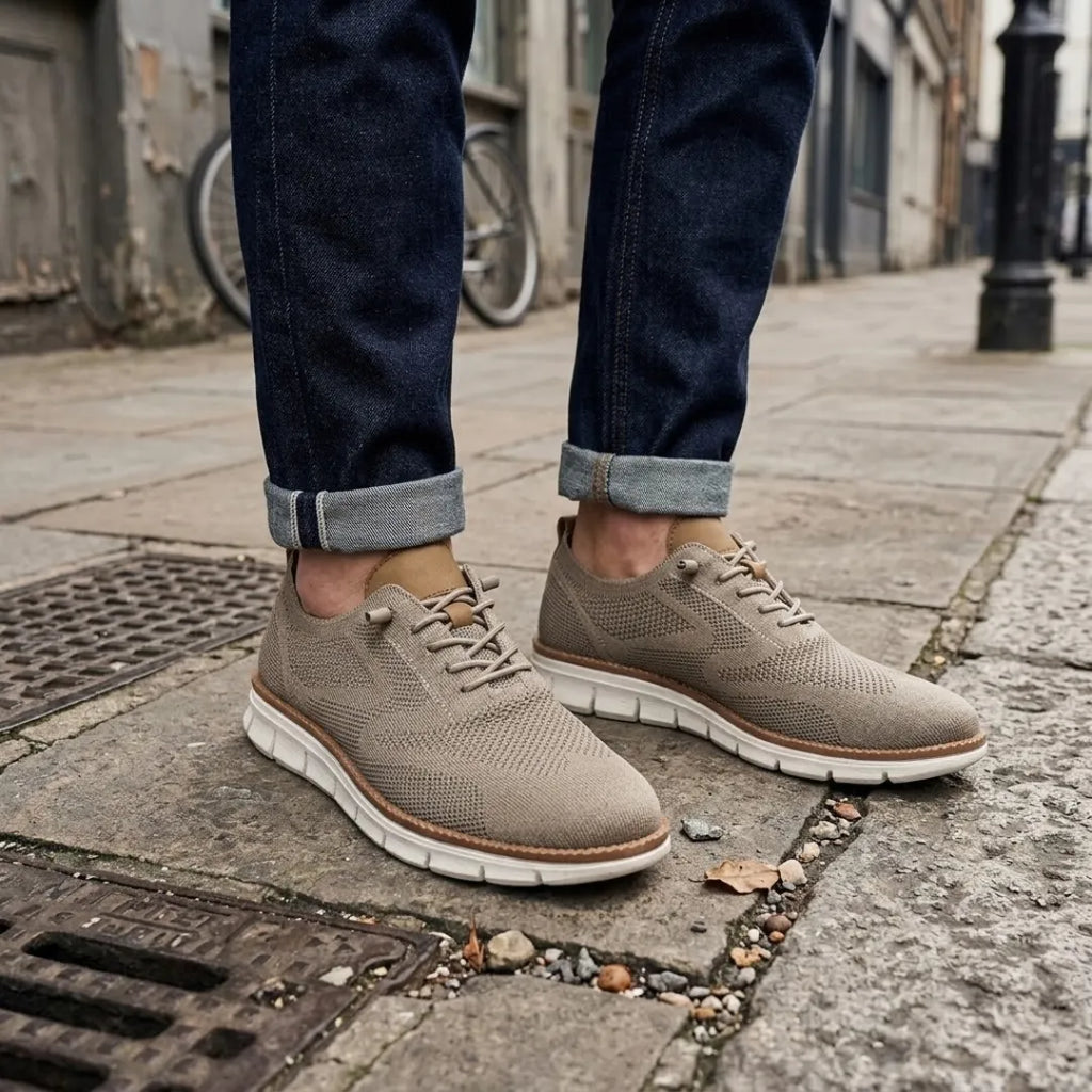 Men's breathable knit trainers with elastic laces