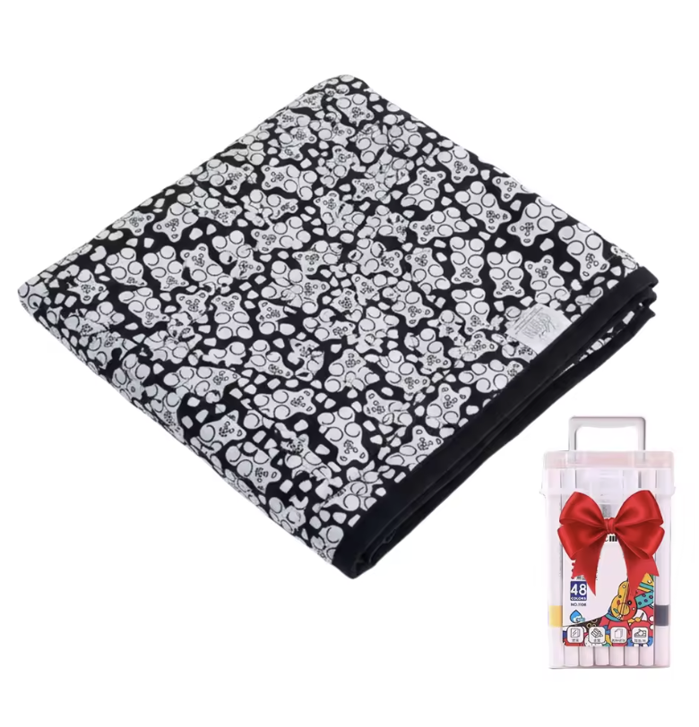 Kids DIY colouring blanket, soft plush fabric, washable & reusable