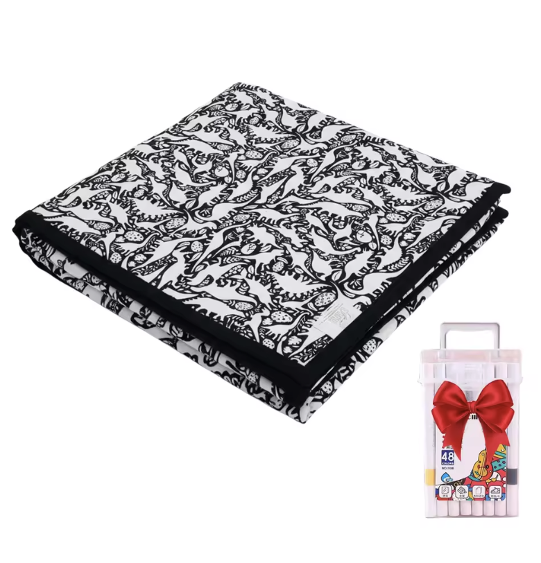 Kids DIY colouring blanket, soft plush fabric, washable & reusable