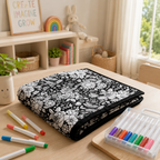 Kids DIY colouring blanket, soft plush fabric, washable & reusable