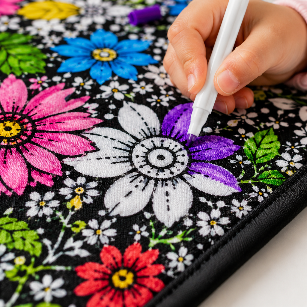 Kids DIY colouring blanket, soft plush fabric, washable & reusable