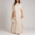 Naldony Women's Draped Cape Maxi Dress | Floor Length Evening Dress