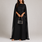 Naldony Women's Draped Cape Maxi Dress | Floor Length Evening Dress
