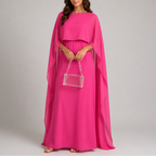 Naldony Women's Draped Cape Maxi Dress | Floor Length Evening Dress