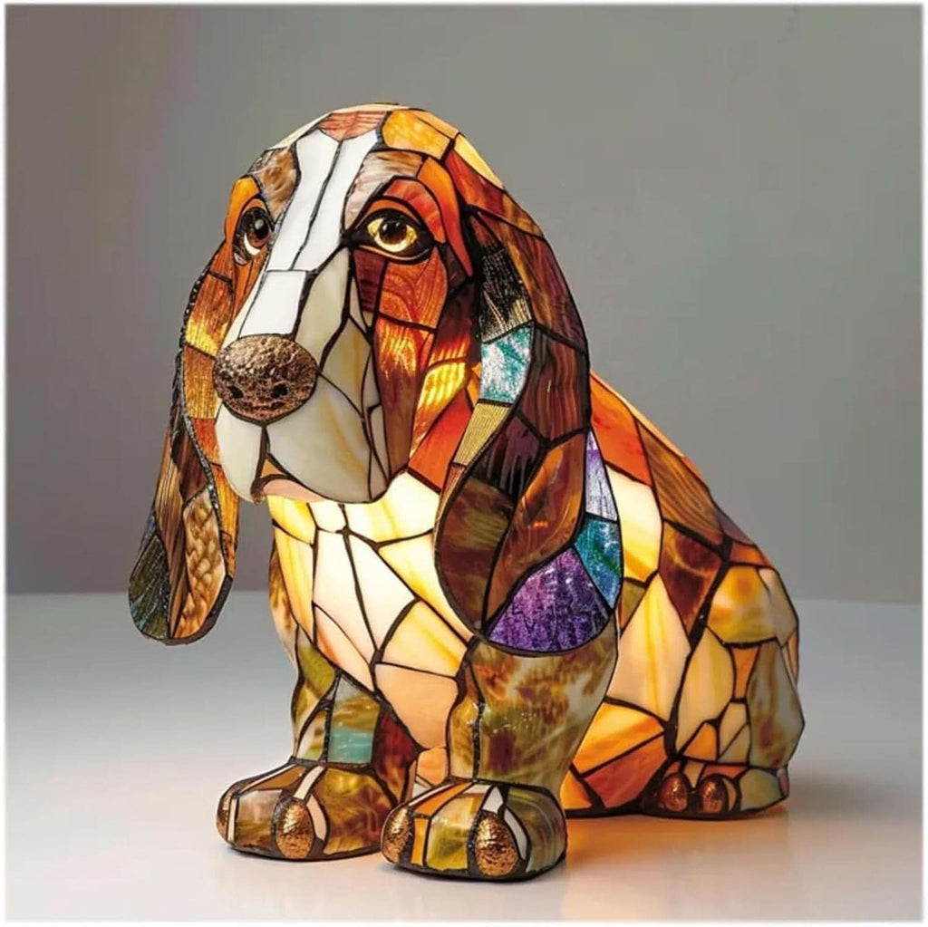 LED dog breed table lamp, 17 cm (6.7 in), USB powered, warm white light