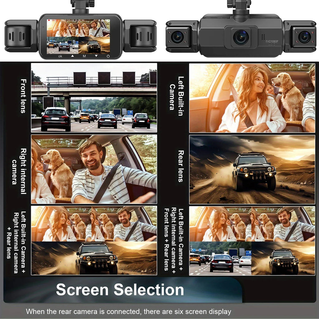 4-camera dash cam system, 1920P front recording, night vision, Wi‑Fi