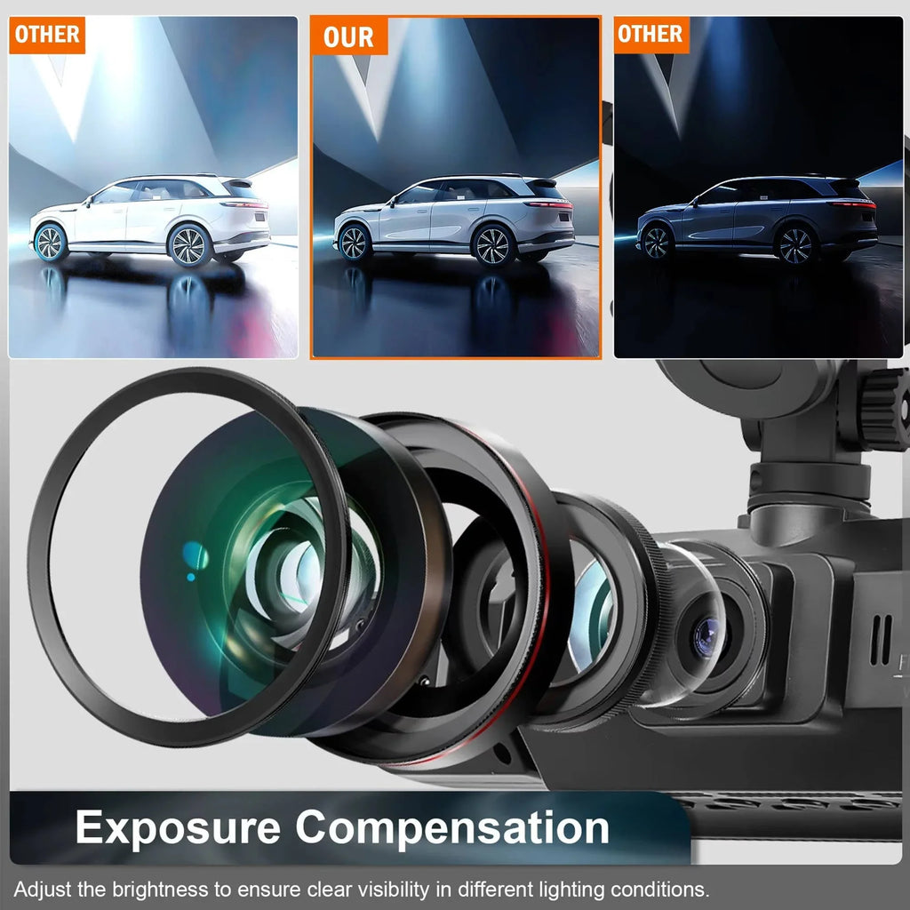 4-camera dash cam system, 1920P front recording, night vision, Wi‑Fi