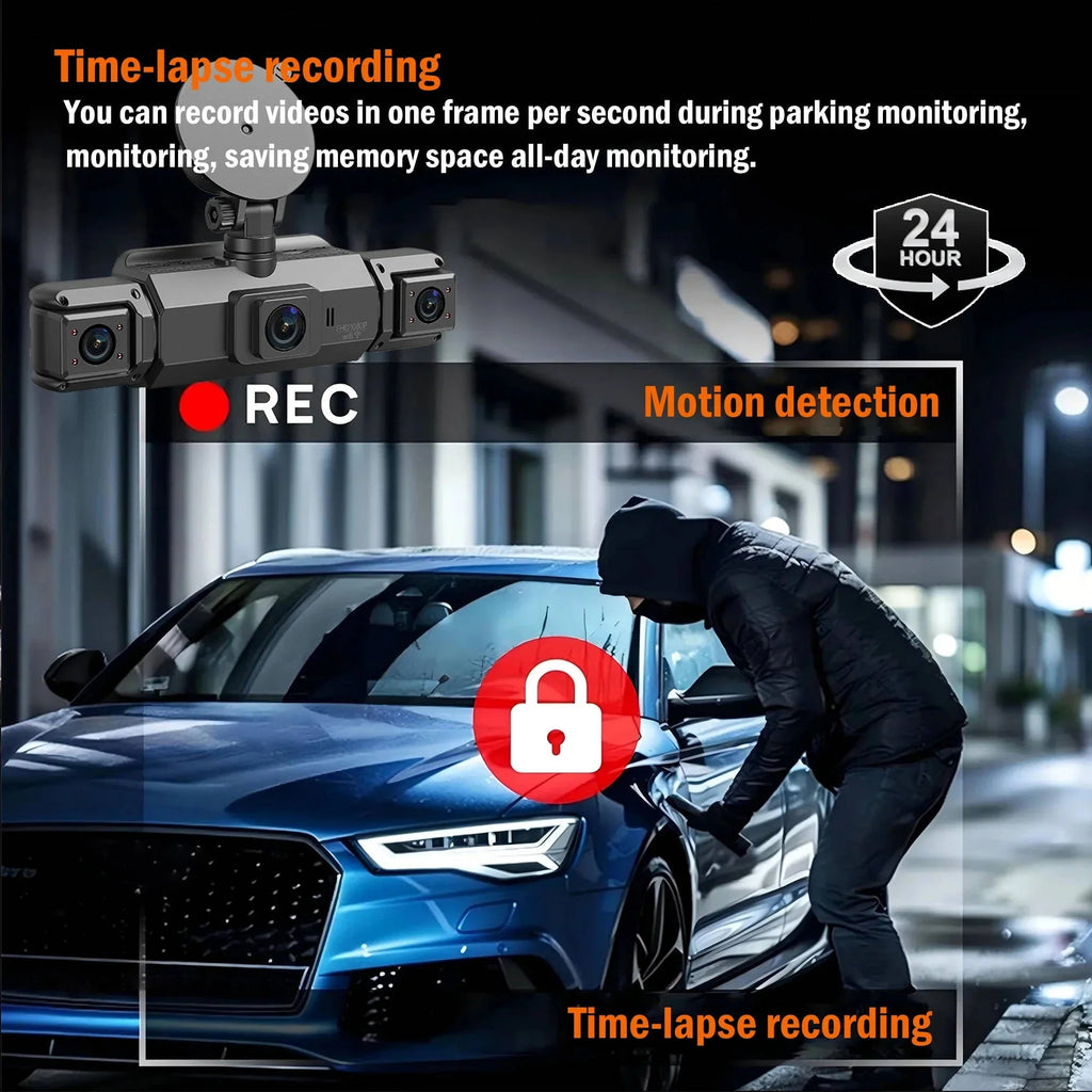 4-camera dash cam system, 1920P front recording, night vision, Wi‑Fi
