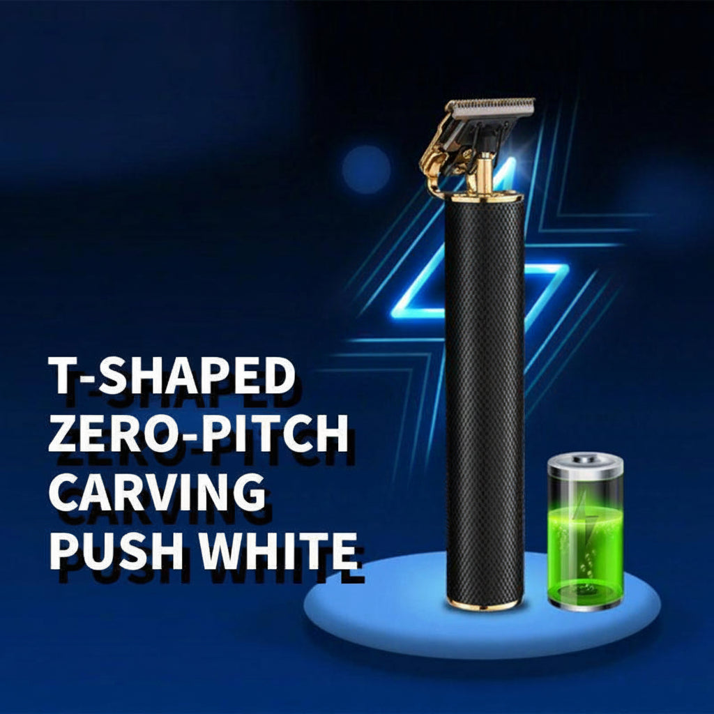 Cordless beard trimmer and hair clipper with T-blade