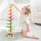 Wooden marble tree, rainbow Montessori sound tower with balls