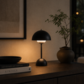 Rechargeable cordless table lamp with mushroom shade