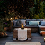 Tabletop bioethanol fireplace with glass cylinder