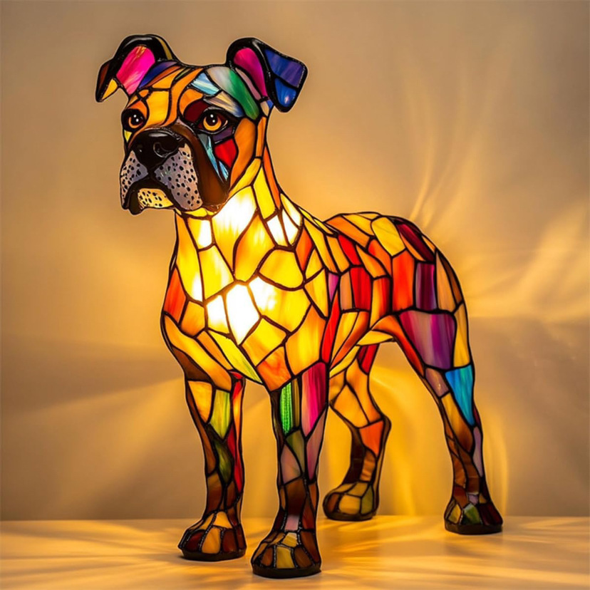 LED dog breed table lamp, 17 cm (6.7 in), USB powered, warm white light