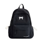 Bow-embossed casual school backpack, water-resistant, padded straps
