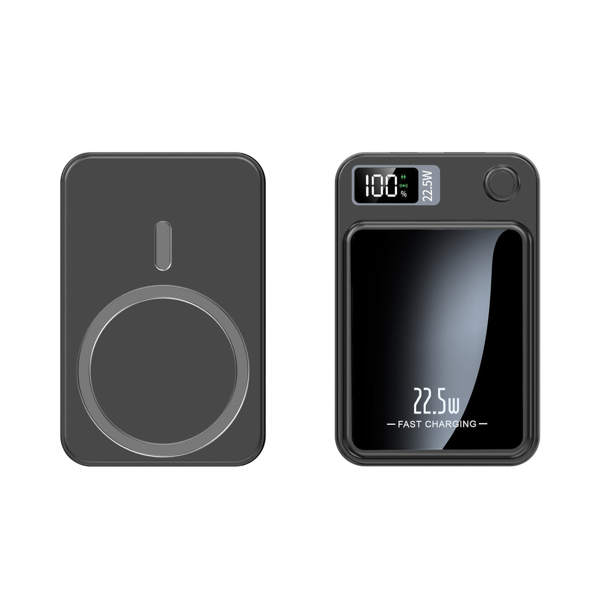 Magnetic wireless power bank with LED display