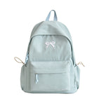 Bow-embossed casual school backpack, water-resistant, padded straps