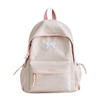 Bow-embossed casual school backpack, water-resistant, padded straps