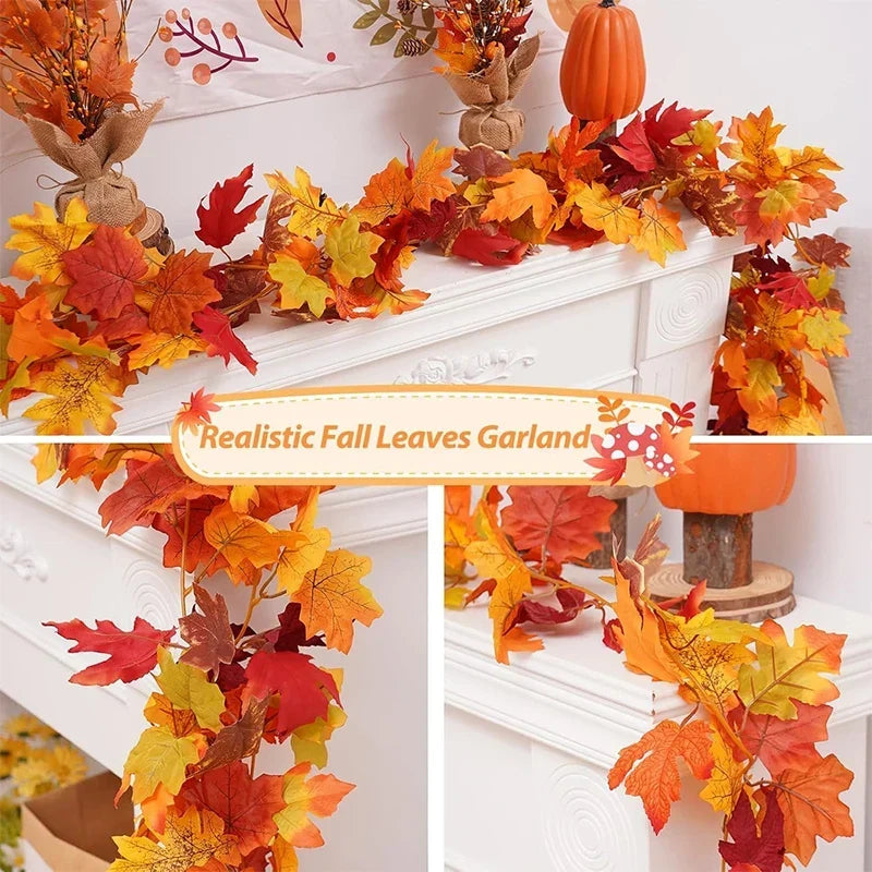 2 metre autumn leaf garland with artificial maple leaves