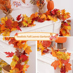 2 metre autumn leaf garland with artificial maple leaves