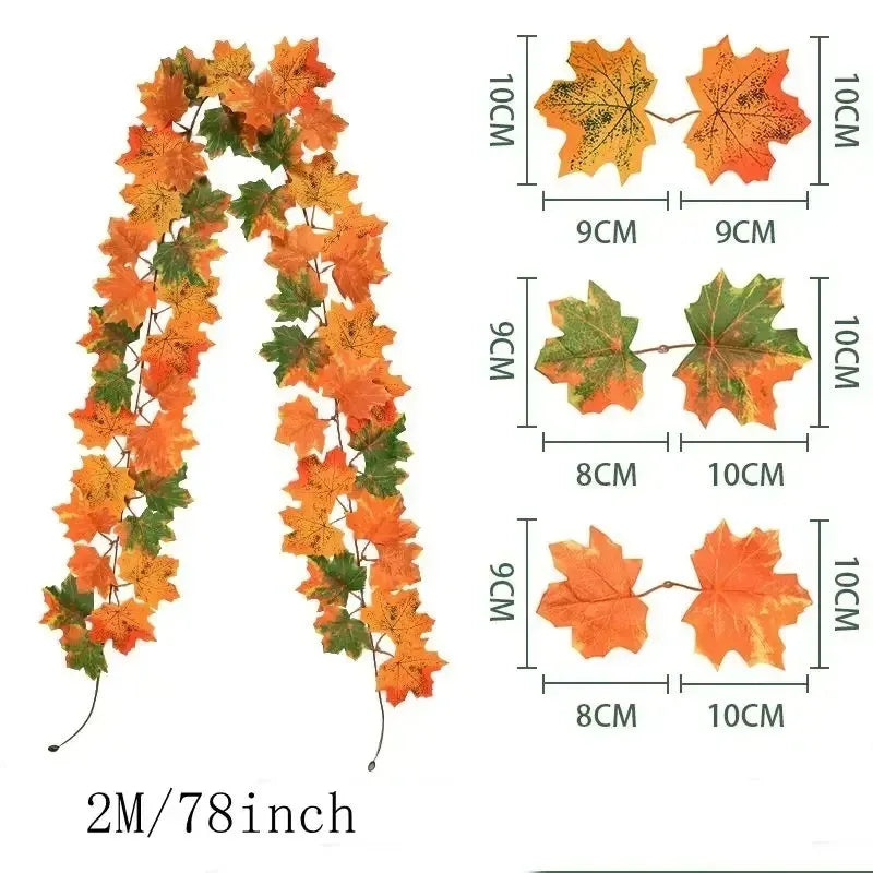 2 metre autumn leaf garland with artificial maple leaves