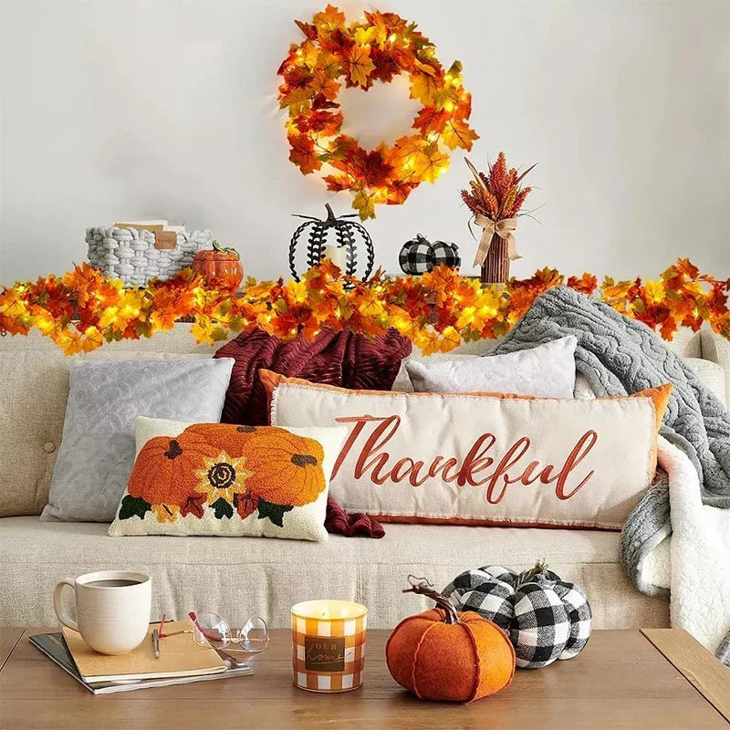 2 metre autumn leaf garland with artificial maple leaves