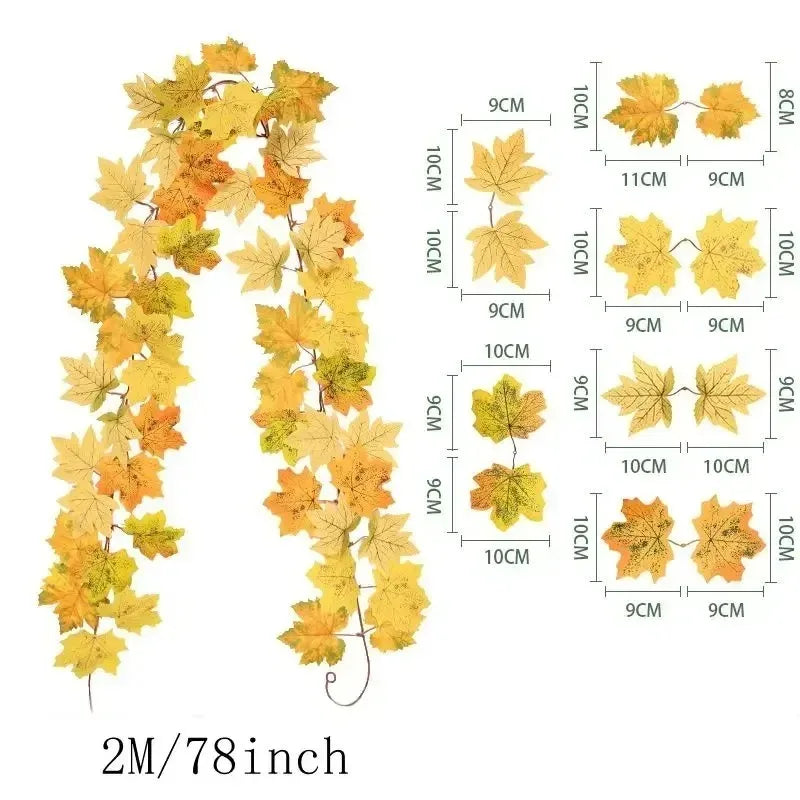 2 metre autumn leaf garland with artificial maple leaves