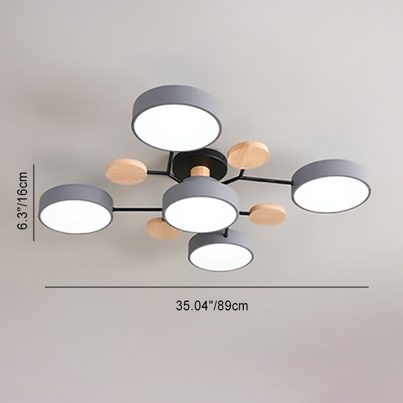 Modern LED ceiling light in Scandinavian style with molecule arms