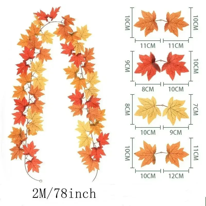 2 metre autumn leaf garland with artificial maple leaves