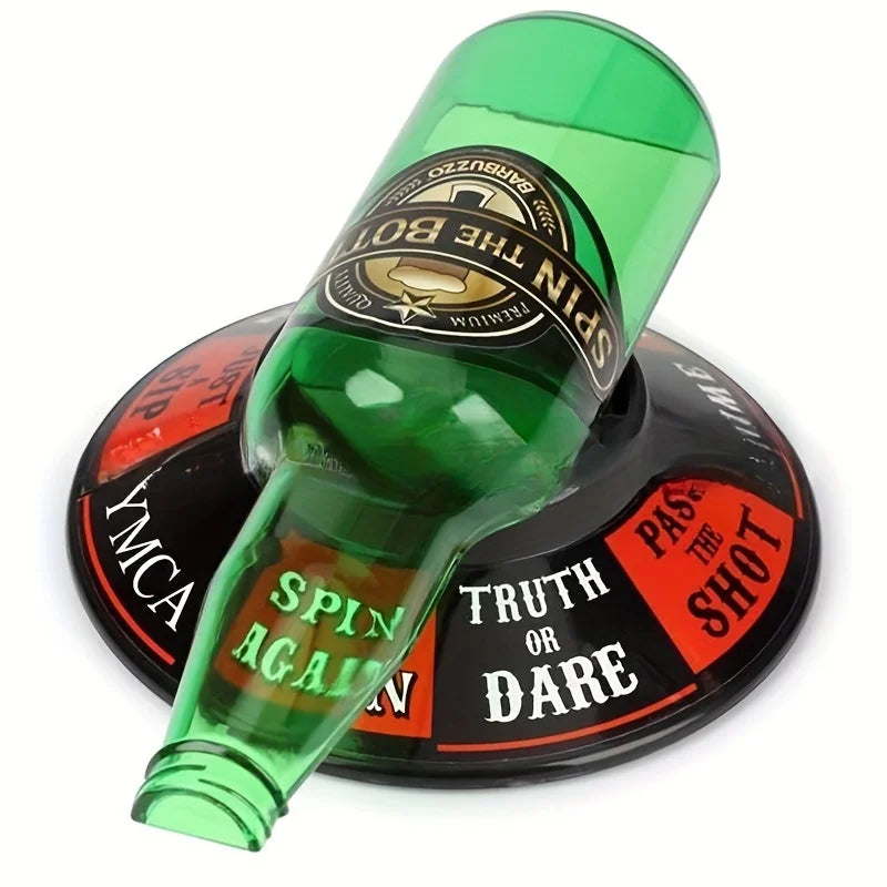 Spin the bottle game with spinning base and challenges