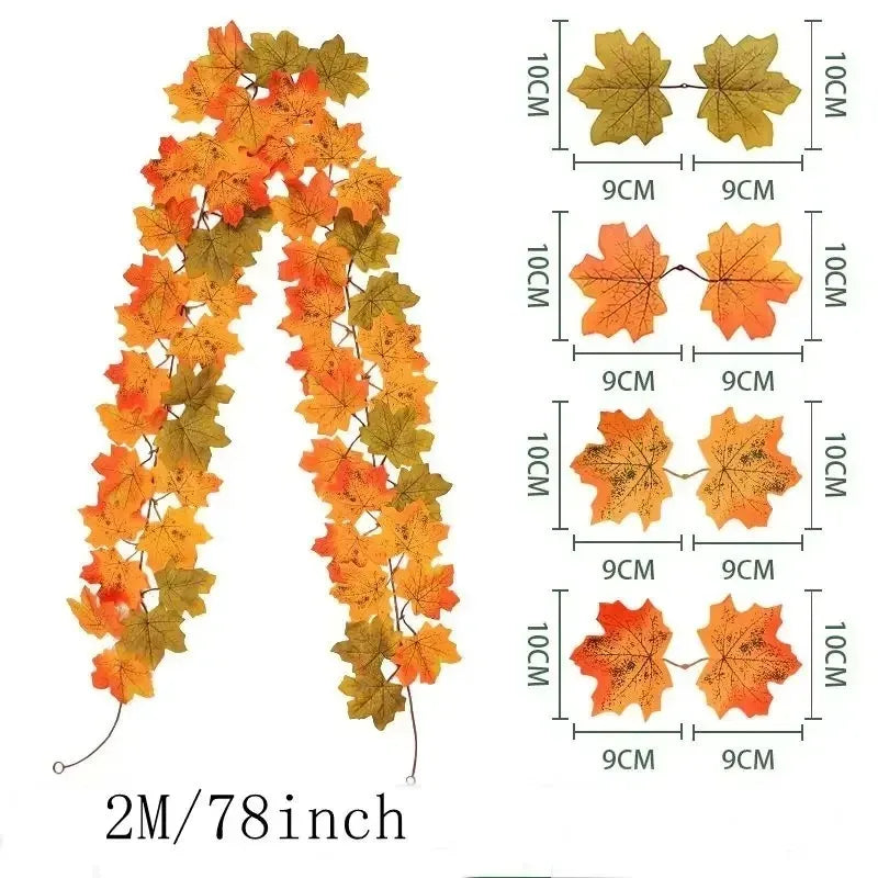 2 metre autumn leaf garland with artificial maple leaves