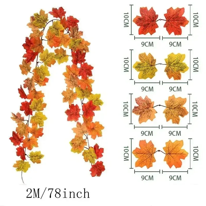 2 metre autumn leaf garland with artificial maple leaves