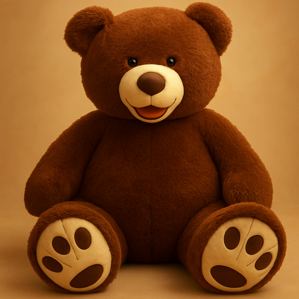 Soft cuddly teddy bear, oversized classic design, adjustable filling