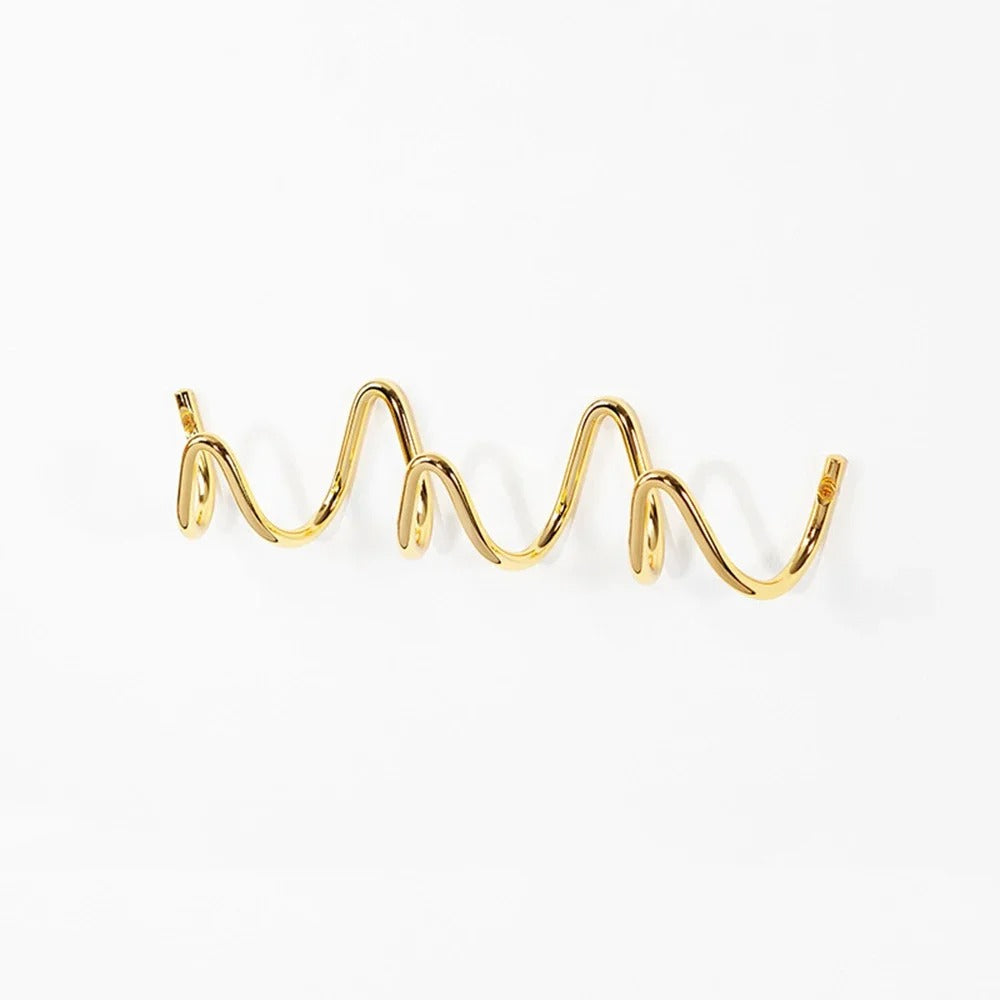 Wave-shaped iron wall mounted coat rack with 3 or 5 hooks