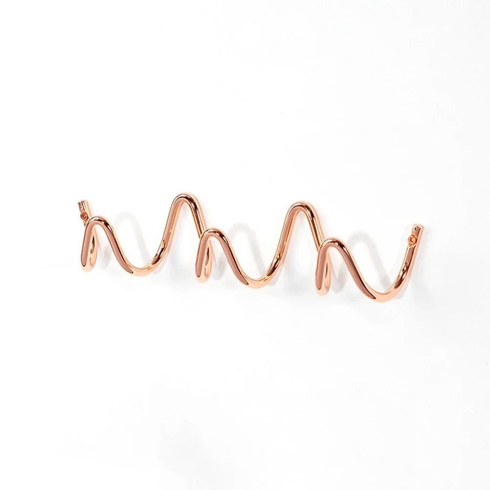 Wave-shaped iron wall mounted coat rack with 3 or 5 hooks