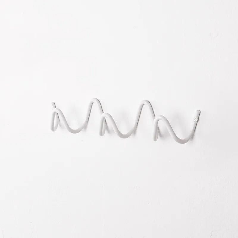 Wave-shaped iron wall mounted coat rack with 3 or 5 hooks