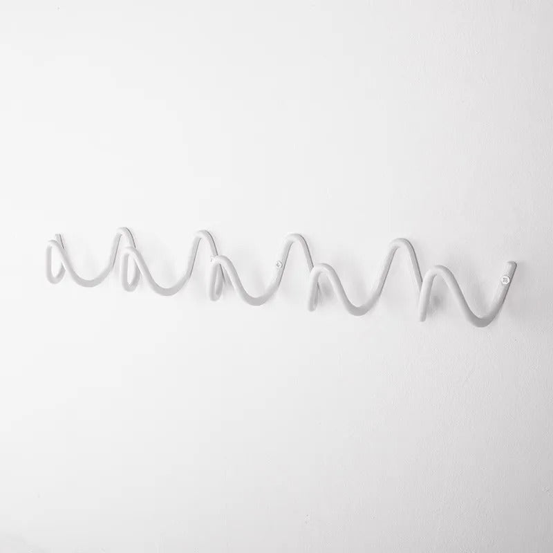 Wave-shaped iron wall mounted coat rack with 3 or 5 hooks