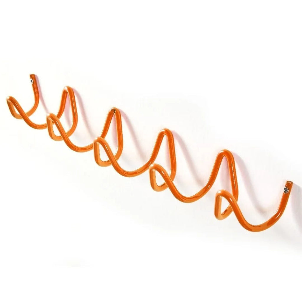 Wave-shaped iron wall mounted coat rack with 3 or 5 hooks